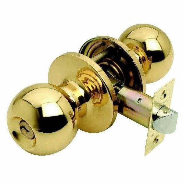5307 Ent Lockset 60/70mm - Ball - Polished Brass - Global Imports & Exports NZ