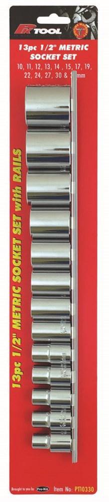 Socket Set - 13PC 1/2inch Short Metric 10, 11, 12, 13, 14, 15, 17, 19, 22, 24, 27, 30, & 32mm - Global Imports & Exports NZ