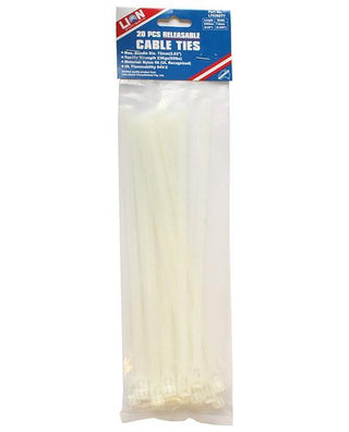 Cable Tie Natural - 4.6mm x 200mm - 20pc - Global Imports & Exports NZ
